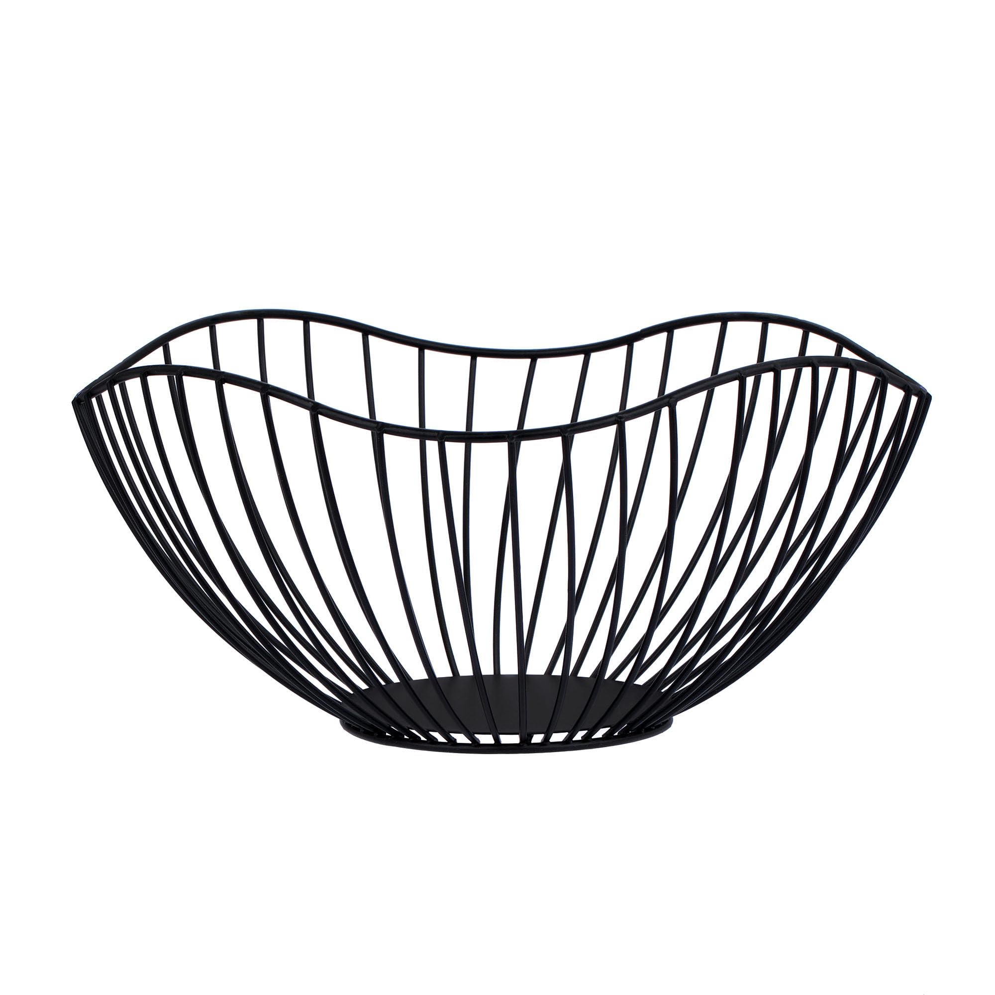 IBWell High Style Curved-Edge Modern Creative Stylish Single Tier Dish,Metal Iron Wire Fruit Vegetables Bread Decorative Stand Serving Bowls Basket