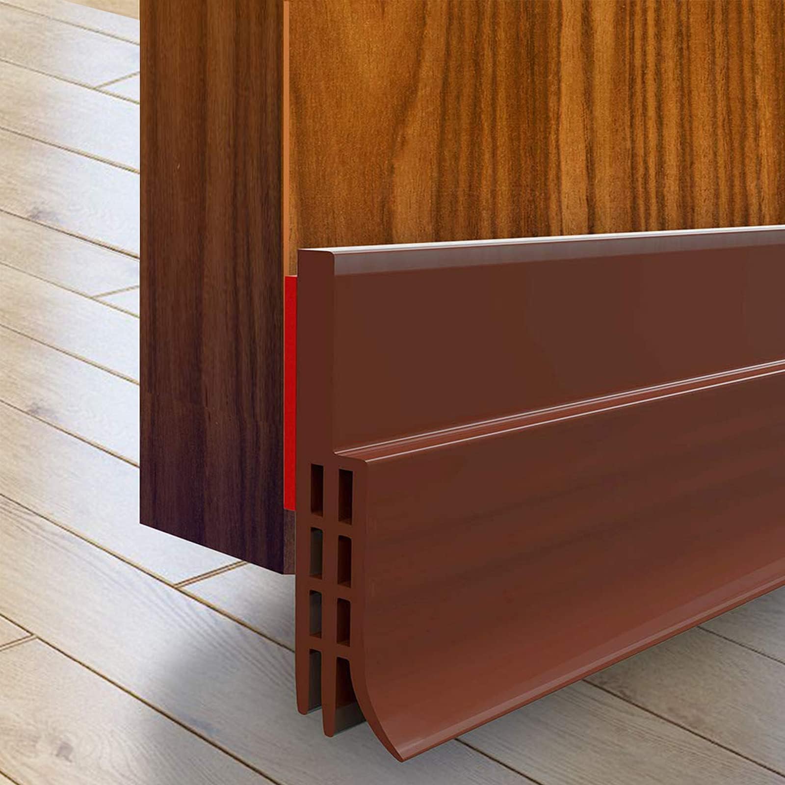 Sunomy Door Draft Stopper Under Door Seal for Exterior/Interior Doors, Door Sweep Strip Under Door Draft Blocker, Soundproof Door Bottom Weather Stripping, 2" W x 39" L, (Brown-100cm)