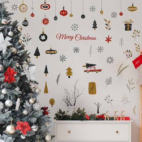 Miniatura 17 de Calcomanías de pared para árbol de Navidad, calcomanías de pared de árbol de Navidad, vinilo de Feliz Navidad, calcomanía de arte de pared extraíble