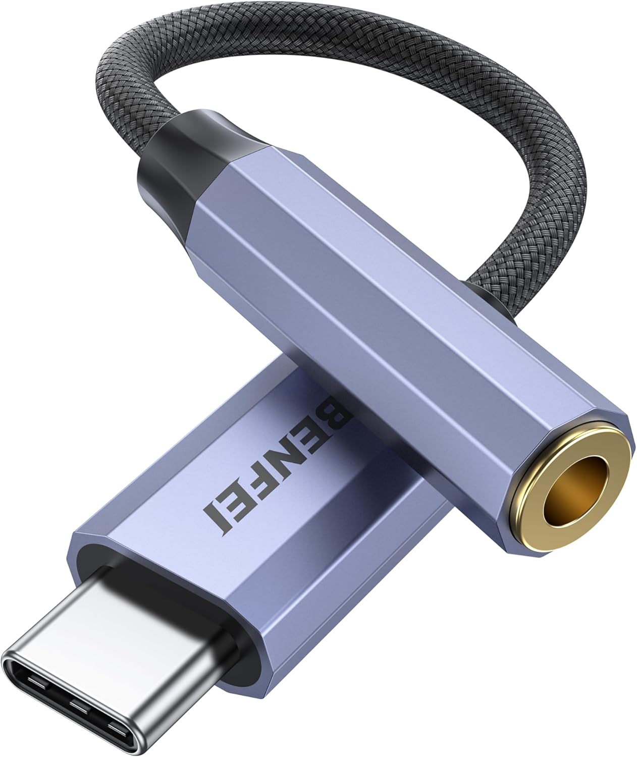 BENFEI USB C to Audio Jack Adapter with DAC chipset, USB-C to 3.5mm Female Headphone Compatible with iPhone 15 Pro Max/15 Pro/15, Samsung Galaxy S24/S23/S22/S21 Ultra, iPad Pro, Pixel 8 Grey