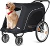 Beberoad Pets R8 Pro Extra Large Foldable Pet Stroller, Dog Stroller & Pet Trailer for Large Dogs Under 100 lbs, Unmovable, Disabled & Pregnant Dogs - Conveniently Carriable by Bike and Car, Black