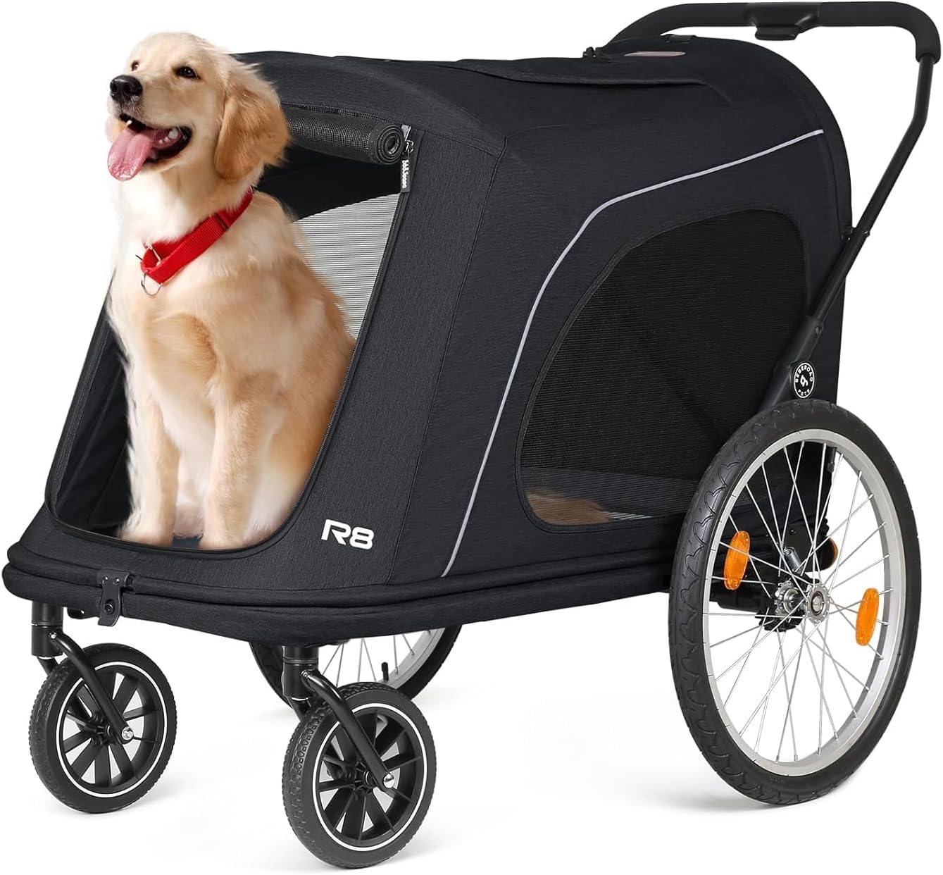 Large Dog Stroller for Seniors Folds Up with One Click PRO-Black