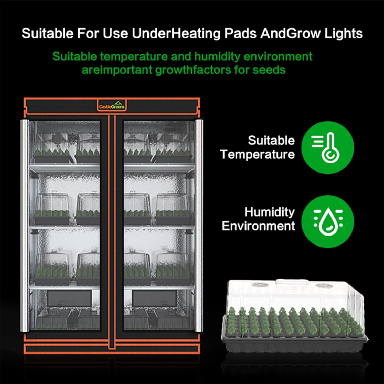 48"x24"x72" Multi-Storey Grow Tent, Extra-Large Observation windows, Heavy-Duty 600D Mylar Plant Tent, Waterproof Growing Tents, Fit in Indoor Planting, Hydroponics, 4-Layers of seedlings