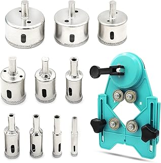 11Pcs Tile Hole Saw Set,Diamond Drill Bit Hole Saw with Hole Saw Guide Jig Fixture, Suitable for Ceramic, Glass, Tile, Porcelain, Marble(8mm-50mm)