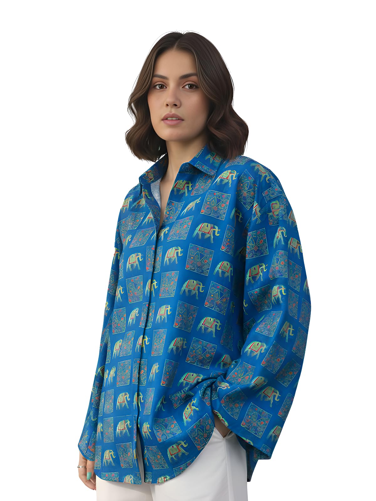 leriya fashion Shirts for Women | Oversized Shirt for Women – Printed Rayon Western Shirt for Woman, Loose Fit Long Shirts Top for Woman Casual Wear, Full Sleeve-picture-37