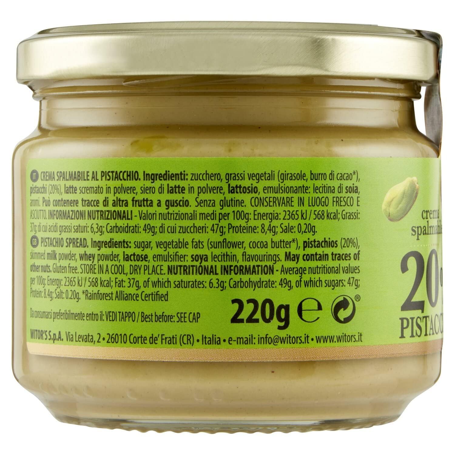 Italian Gourmet - Pistazien-Creme 20% Pistazien 6×220 g | Streichzarter Brotaufstrich für Frühstück, Desserts, Backen & Füllungen | Intensiver Pistaziengeschmack, cremige + Italian Gourmet Polpa