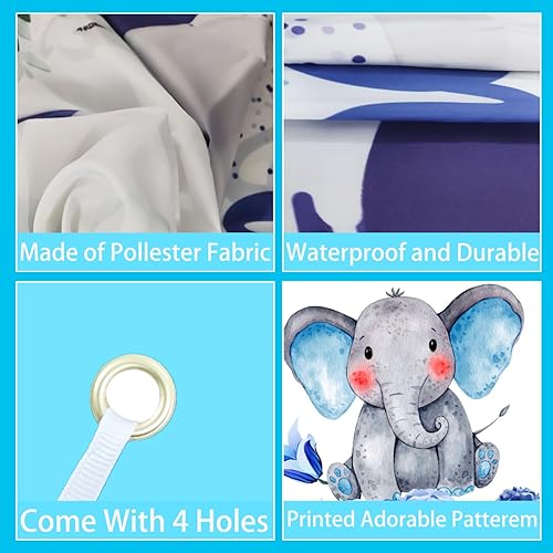 Miniatura 5 de Cartel de revelación de género con texto en inglés "I'm a Boy" para fiesta de baby shower, cabina de fotos, decoración de fondo de elefante azul,