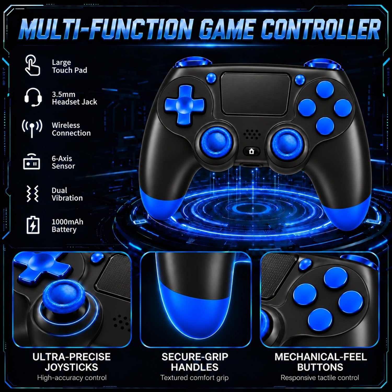 BJXOZ Wireless Controller for PS4 Controller Gamepad, with USB-C Port 7 71TZXob4lQL. SL1500