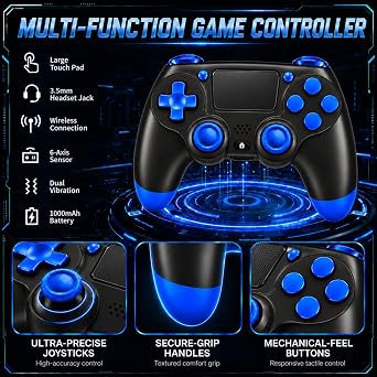 BJXOZ Wireless Controller for PS4 Controller Gamepad, with USB-C Port