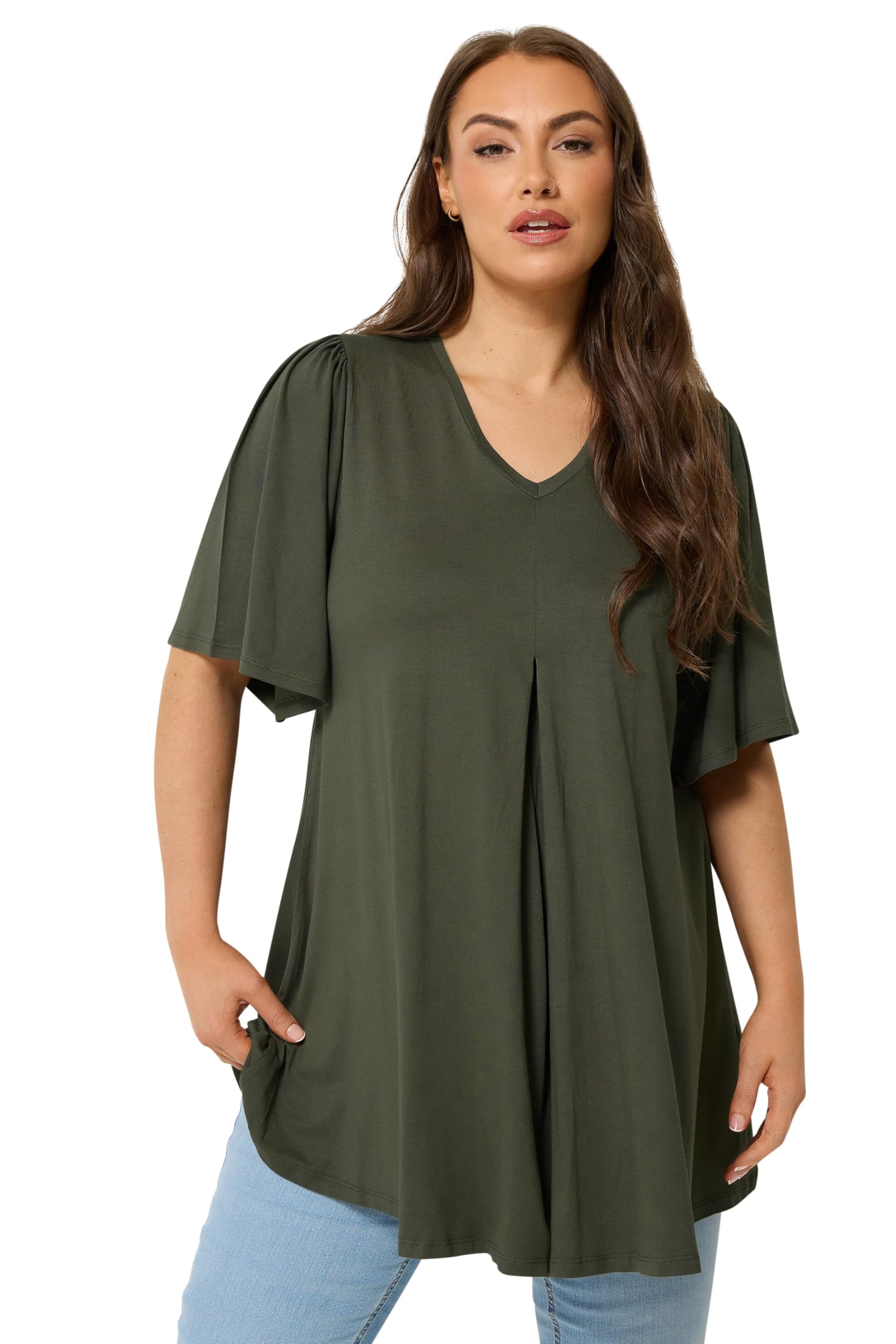 Yours - Women's Top - Pleat Front - Size 18 - Olive