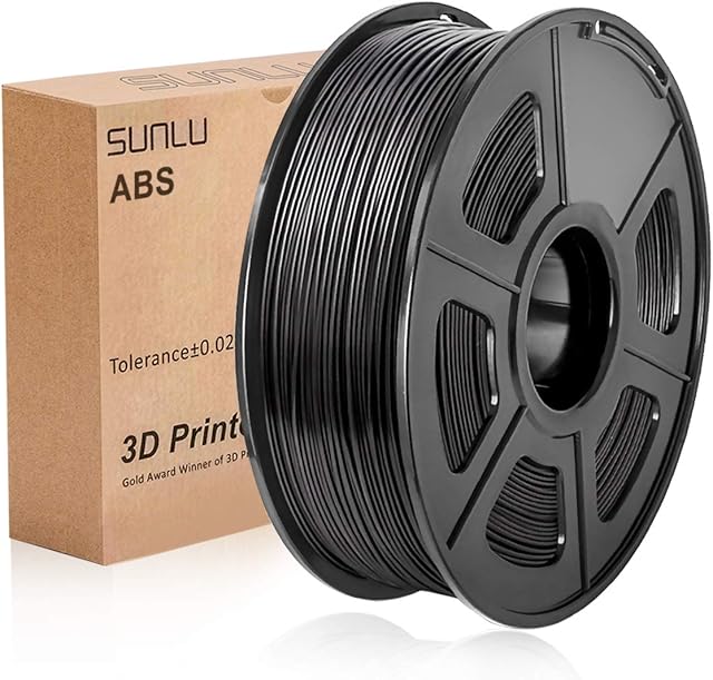 ABS Filament 1.75mm for 3D Printing, SUNLU ABS Filament Black 1.75 +/- 0.02 mm, 1KG/Spool for FDM 3D Printer