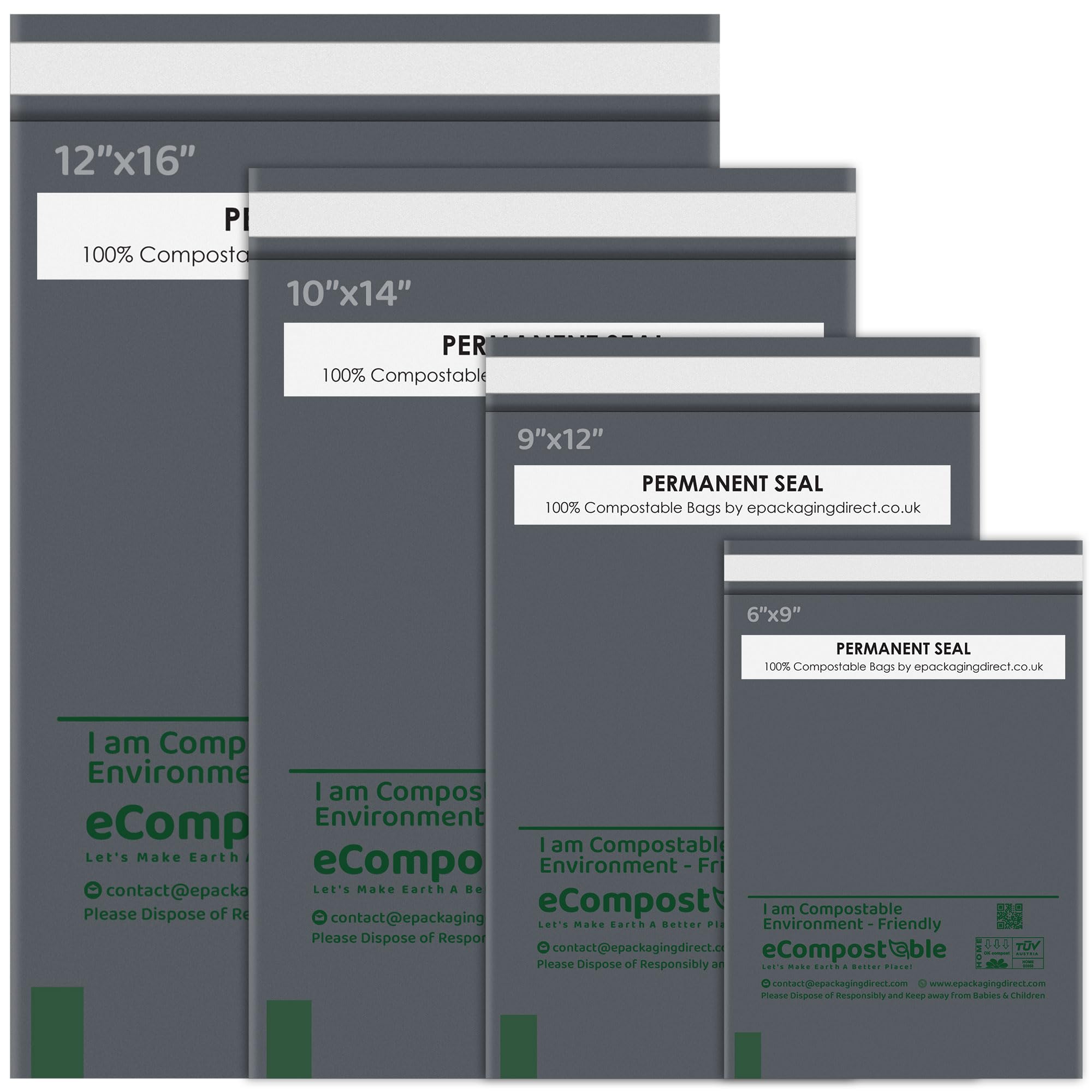 Isoul Assorted 50 Mixed Compostable Mailing Bags Poly Postal Self Seal Bags 4 Sizes 50 From Each Small To Large Mailing Bags Postage Packaging Mailers Posting Shipping Post Parcels Package Bags