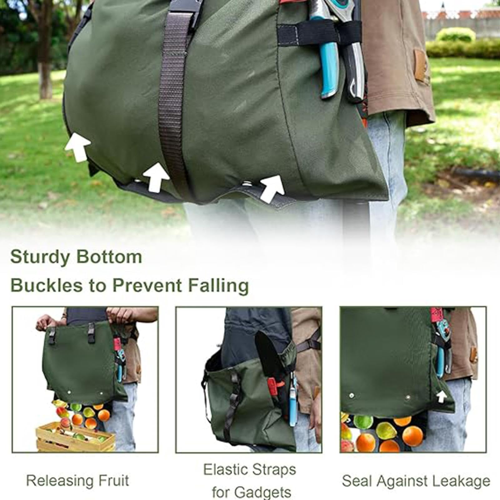 Generisch Delantal de cultivo, 600D Oxford, impermeable, resistente, delantal de cultivo, para hombre y mujer, jardinero, granja, recolección de frutas