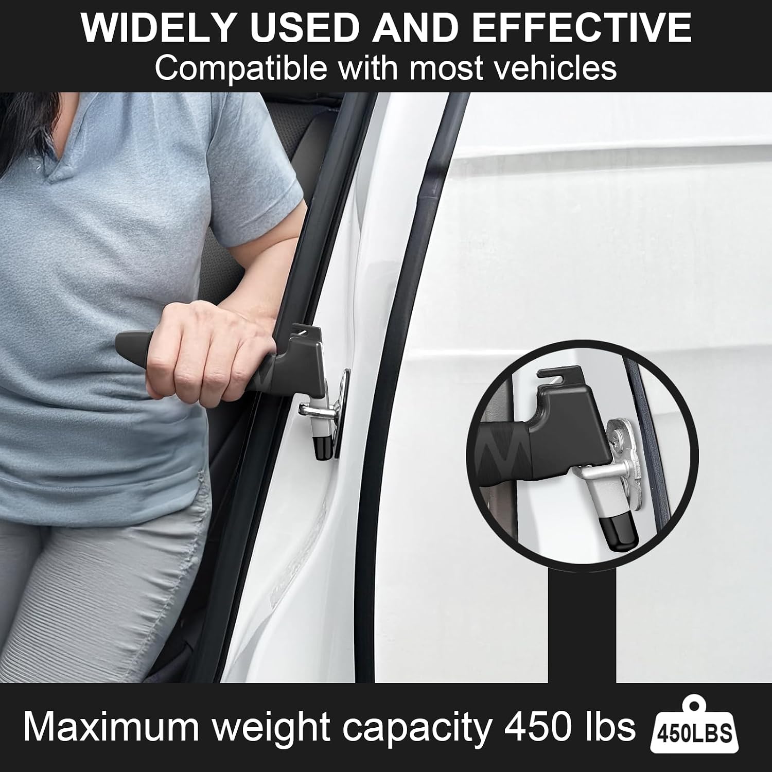 Baby Car Mirror with Light, 7 RGB Light Rear Facing Baby Car Seat Mirror with Remote Control, 2 Pack Car Door Handle for Elderly