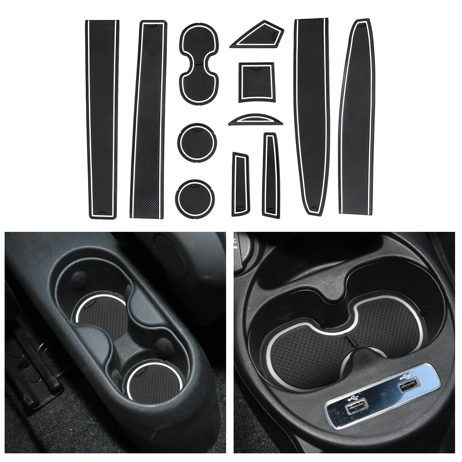 Alfombrillas De Goma Para Fiat 500 2016-2020 Y Abarth 595 2017-2021 – Set 12 Piezas, Color Rojo
