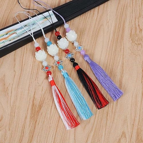 Vista 7 de WEISHA Colgante de borla Mo Dao Zu Shi Cosplay Wei Wuxian LAN Wangji Lotus Tassel Pendant Bag Hanging Tassel Ornaments Keychain Prop Accessories