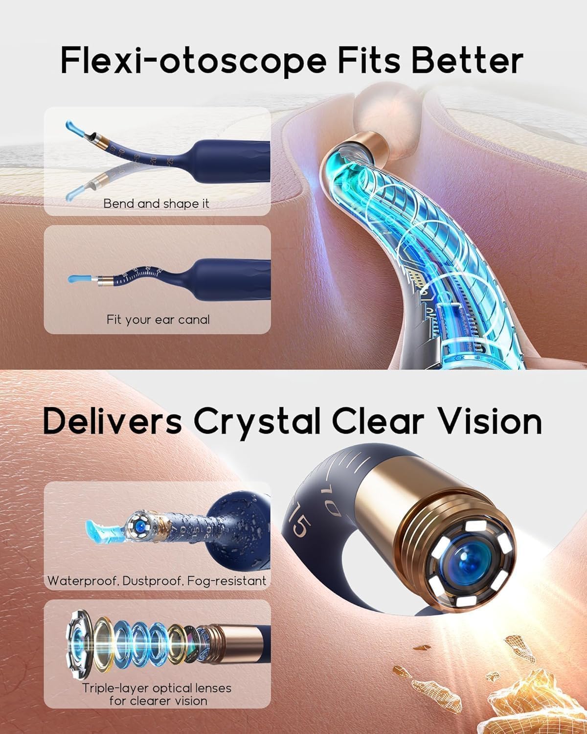 SELLASTIC Ear Cleaner Tool Kit, Ear Wax Removal with HD Camera & WiFi Connection, Flexible Otoscope Camera Light for iOS & Android, Safe Ear Cleaning for Adults & Baby - 1 Year Warranty — Amazon image 2