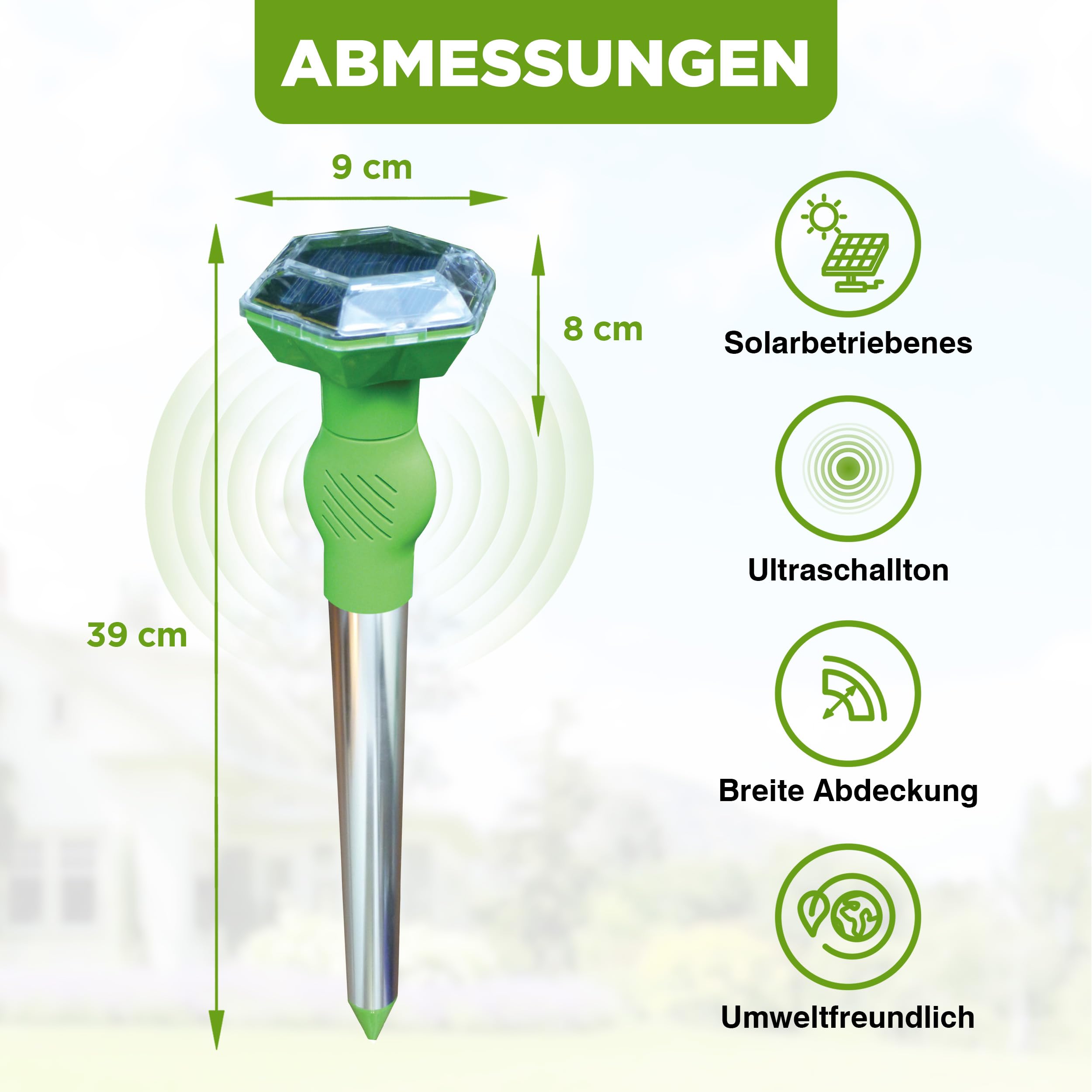 ISOTRONIC Solar Tiervertreiber zur Abwehr von Katzen, Hunden, Füchsen & Waschbären – Ultraschall Katzenschreck für den Garten – Hundeschreck mit 40m² Wirkungsbereich (4 Stück)