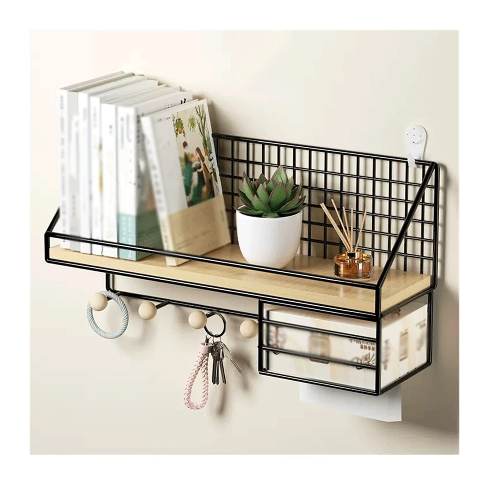 Ripiano per doccia Rack di stoccaggio WC for articoli da toeletta in metallo monostrato Organizer(Nero,M)