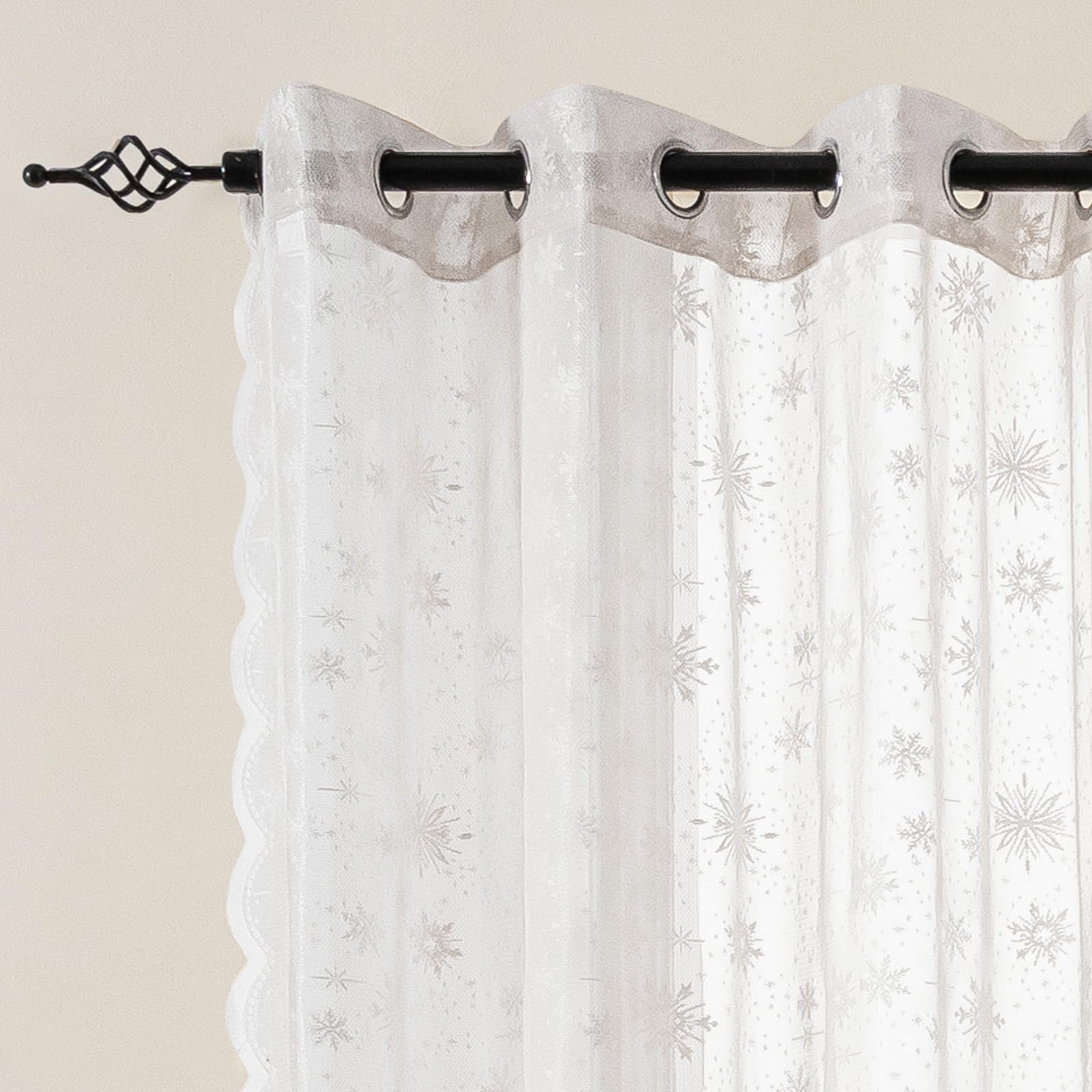 YSTELLAA Tende Per Interni In Voile 2 Pannelli, 140x300cm, Tende Pizzo Macrame Eleganti, Curtains Con Occhielli Bianche Per Soggiorno E Camera Da Letto Moderne Luminoso, Bianco