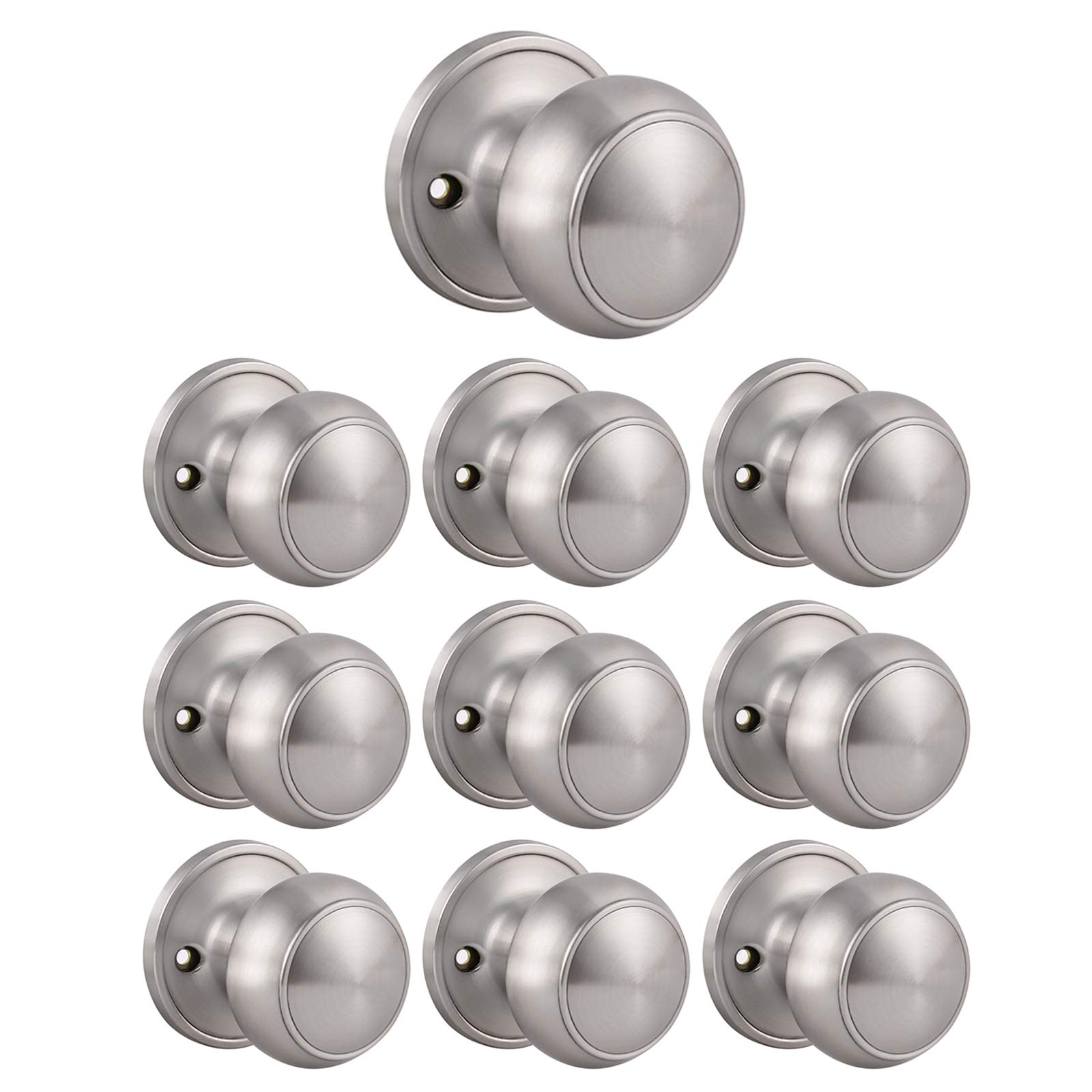 Knobonly 10 Pack Dummy Door Knob Pull/Push Function Single Side Handleset Satin Nickel Finish