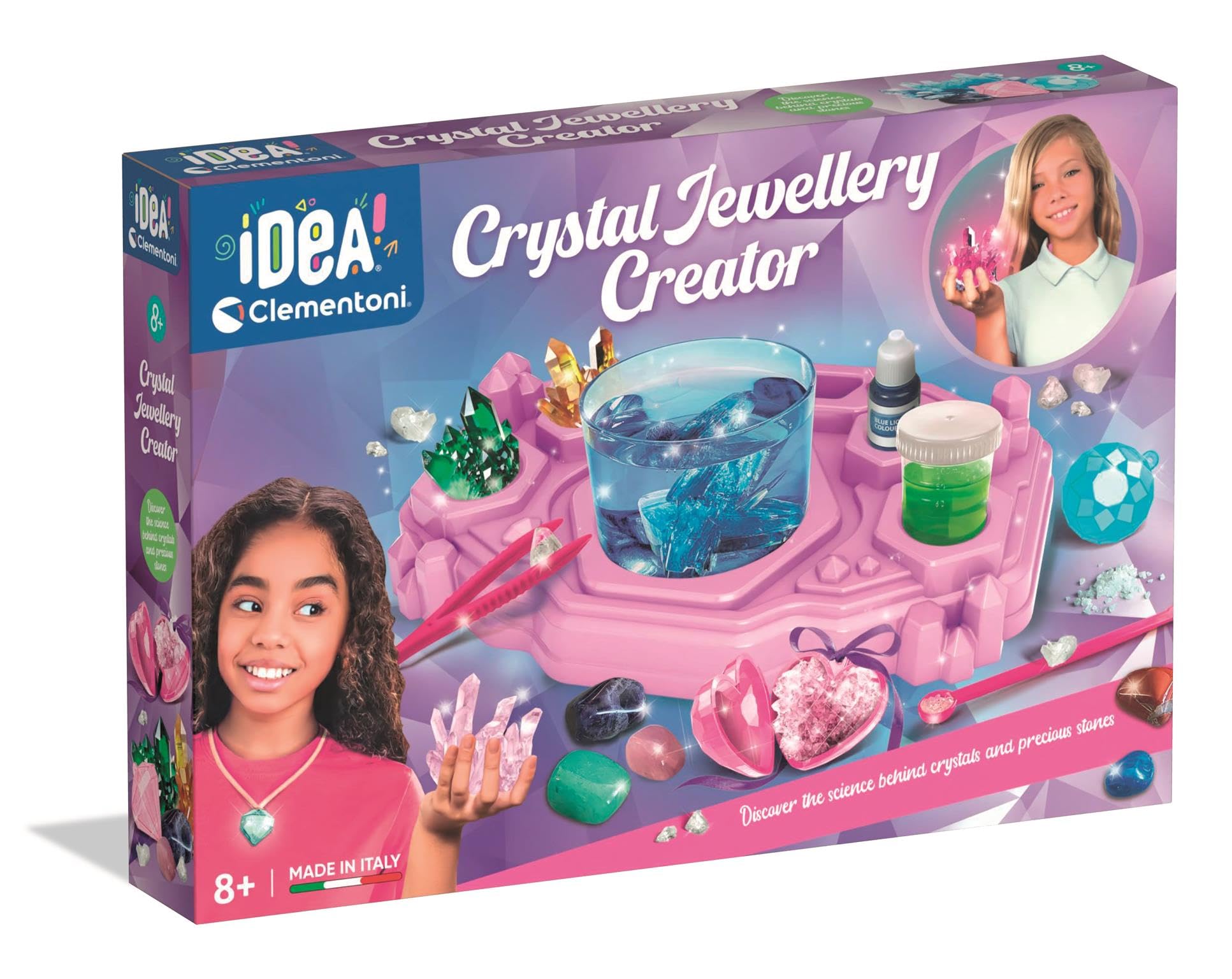 Clementoni Crystal Jewel Creator – Learn About Crystals & Make Wearable Jewellery with Giant Crystals and Gemstones for Kids 8+