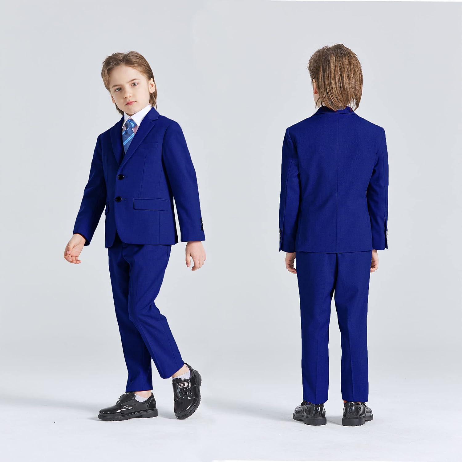 YND Boys Formal Slim Fit, 5-Piece Suits for Kids, Jacket Vest Pants Shirt and Tie for Wedding Prom