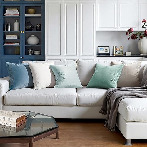 Miniatura 136 de EMEMA Paquete de 2 fundas de almohada de terciopelo, decorativas, cuadradas, suaves, sólidas, para sofá, dormitorio, silla o automóvil, 18 x 18 Gris