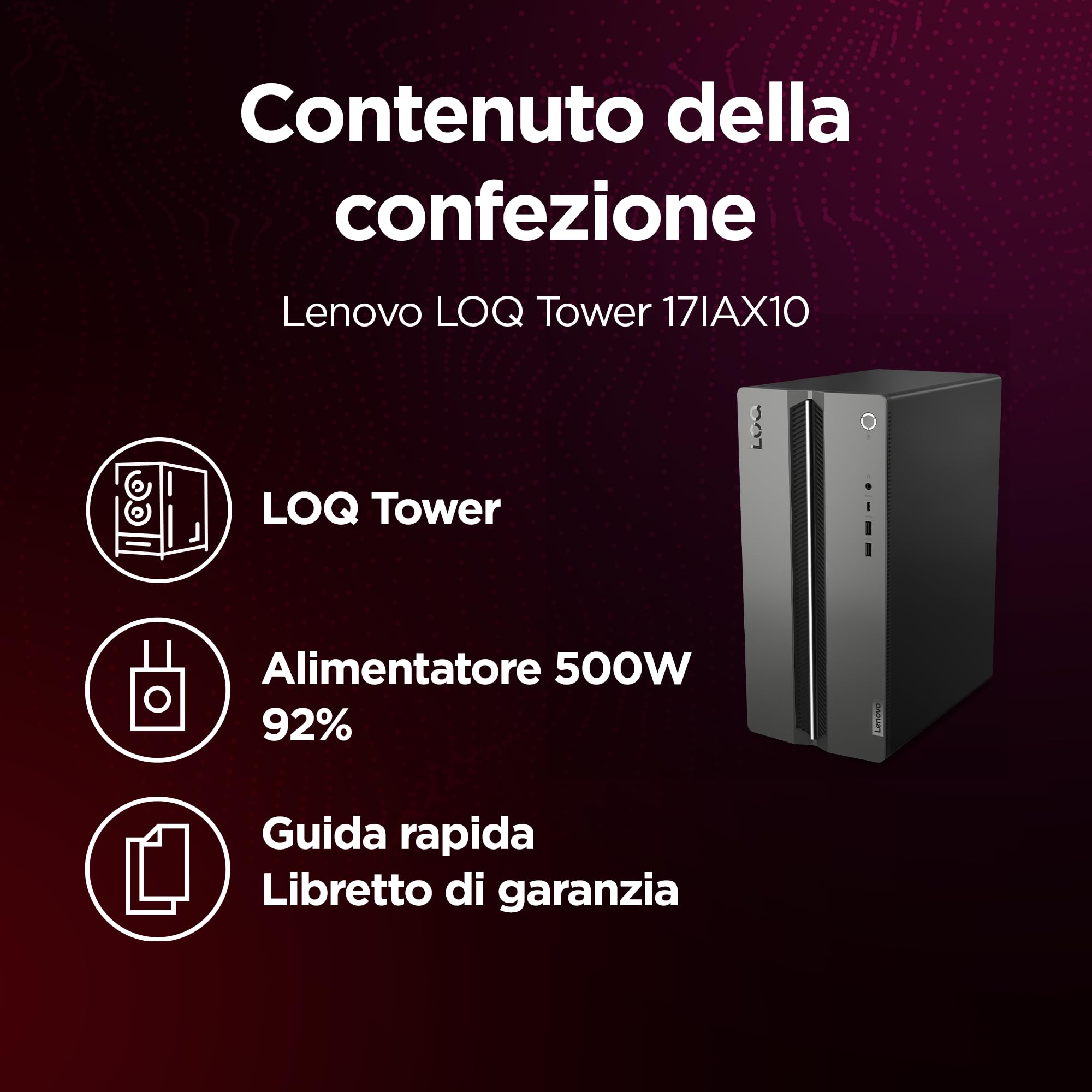 Lenovo LOQ 17IAX10 Desktop Computer, Intel Core Ultra 7 255HX, RAM 16GB, SSD 1TB, NVIDIA GeForce RTX 5060 Ti 8GB GDDR7, Windows 11 Home - Luna Grigio + Raven Nero