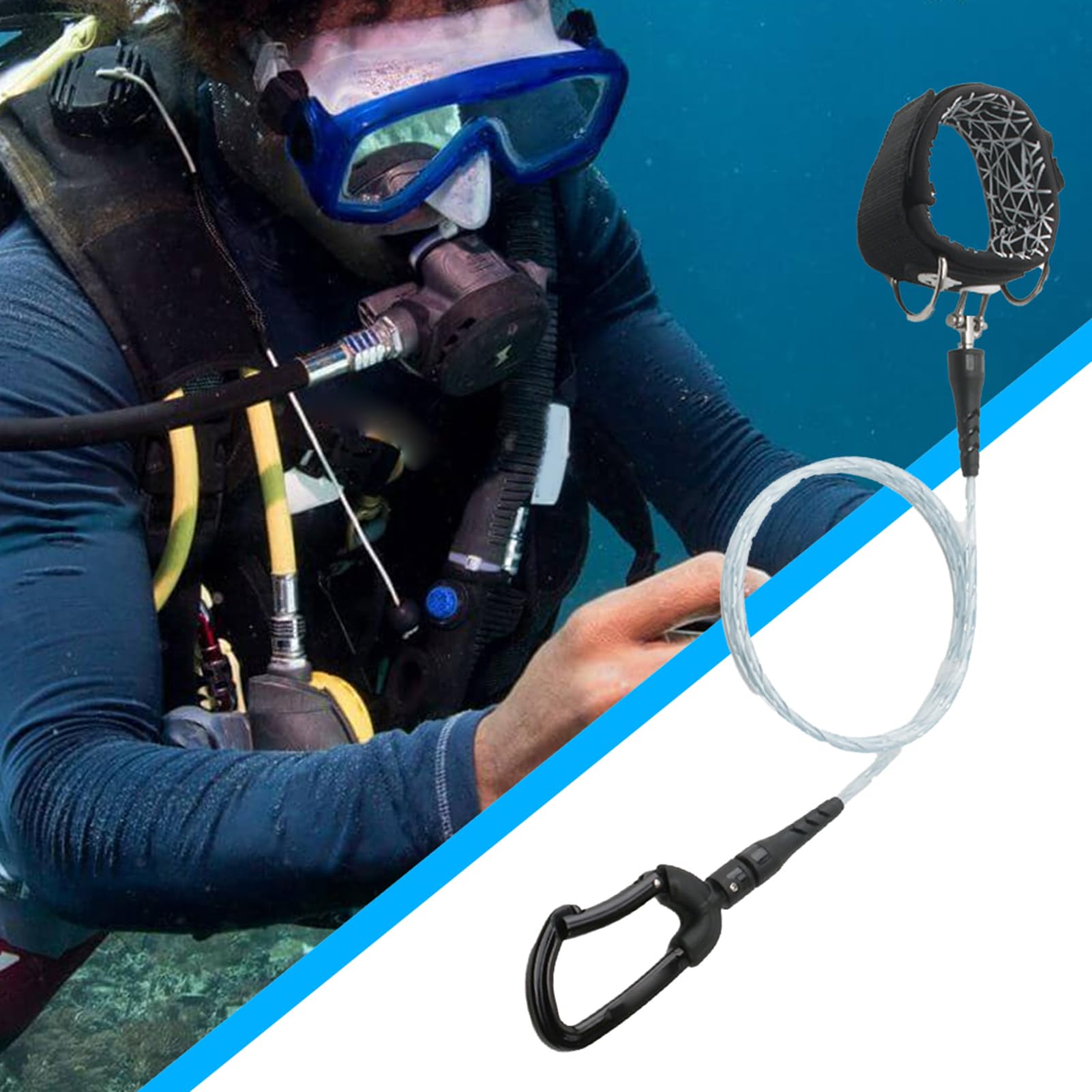 Longe de plongée en apnée, Longe pour l'apnée, Corde d'apnée | Robuste pour Natation en Plein air, Corde de sécurité de plongée de lanière de sécurité de pour la sous-Marine en