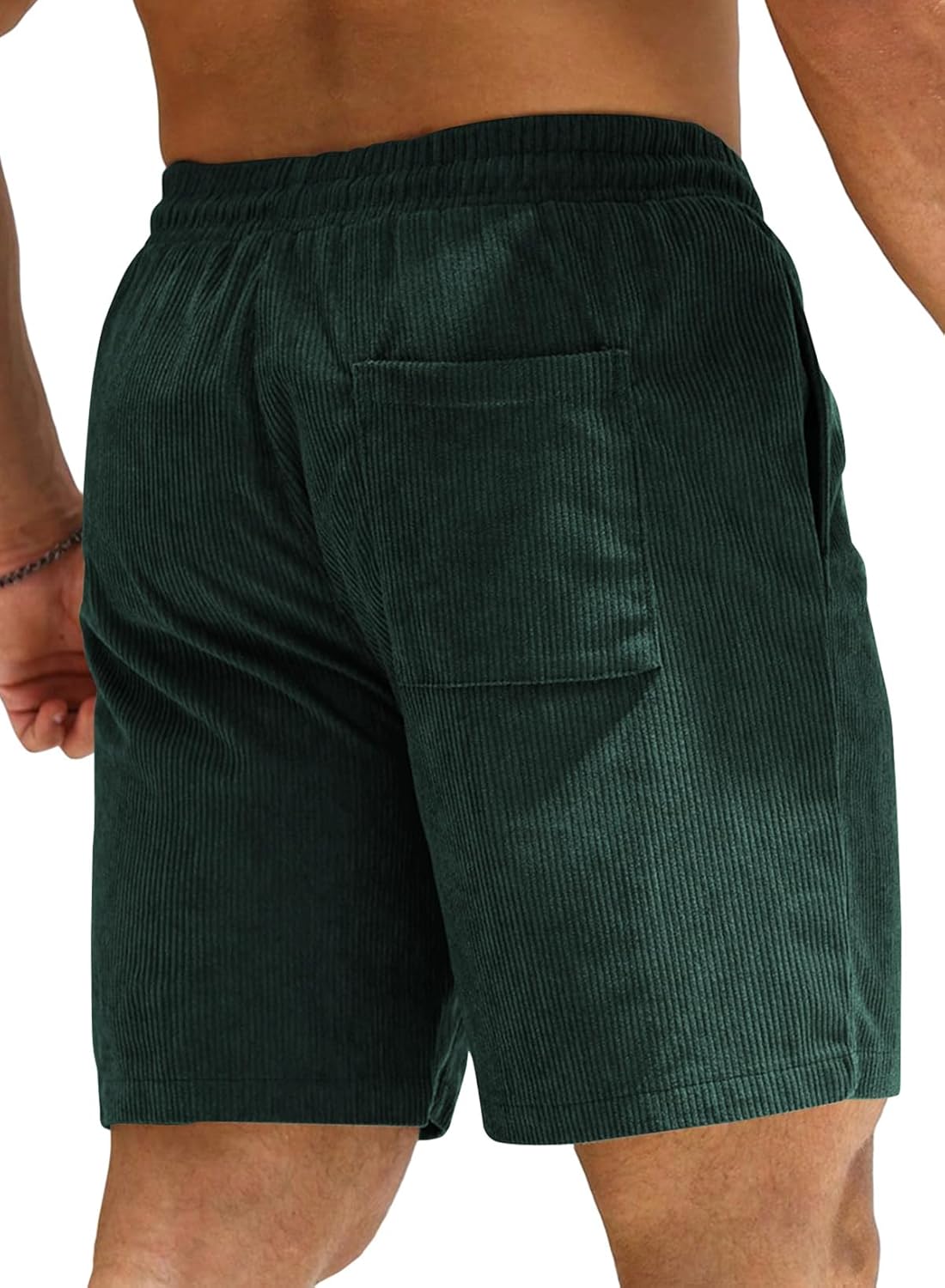 JMIERR Men's Corduroy Shorts Casual Elastic Waist Drawstring Lightweight Summer Beach Shorts - Image 2