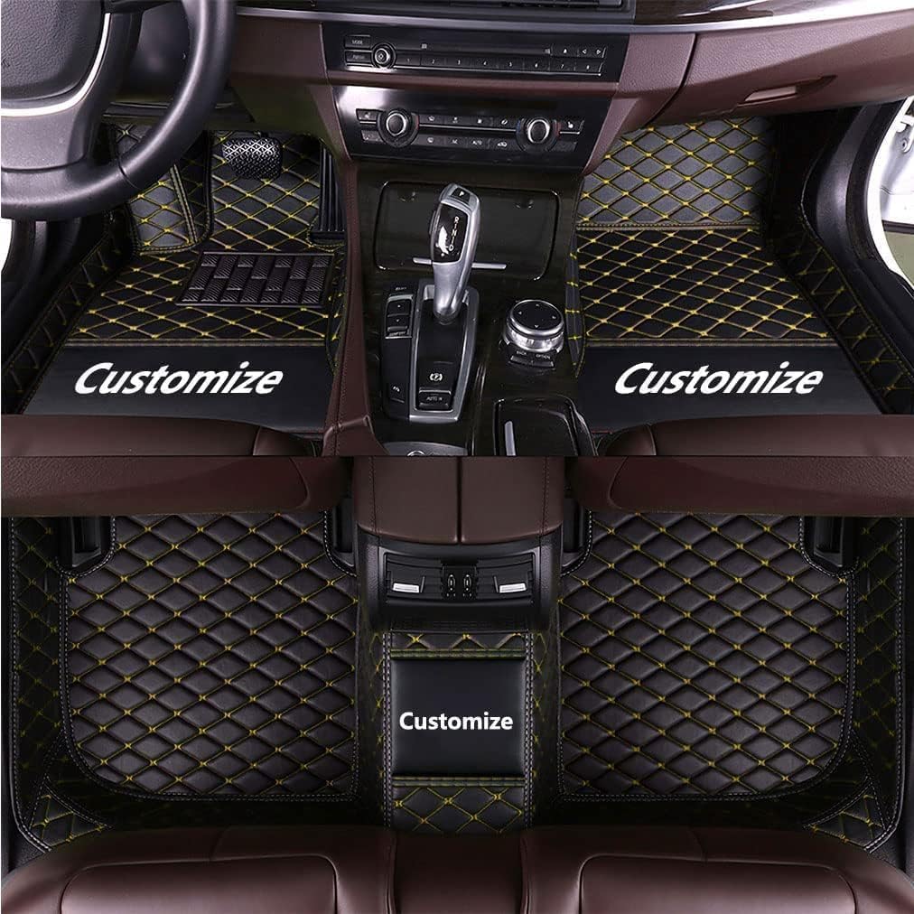 Custom Car Mats - MingyunSM Premium Leather Car Floor Liners Full Coverage for Most Vehicles (Black Yellow)