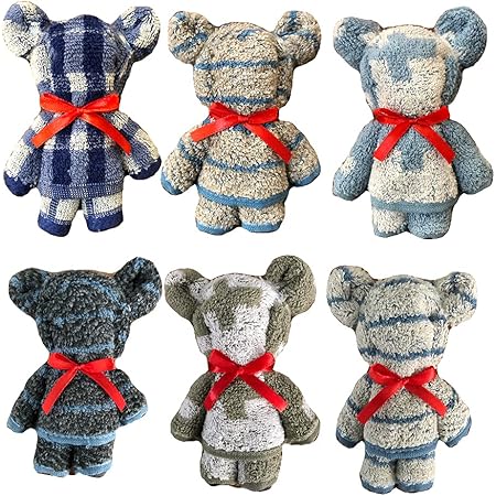 Amazon Minimumkobe ミニマム神戸 タオル ハンドタオル ギフト プチギフト くま 6個 セット 可愛い お返し 6個セット ダークカラー タオルセット ホーム キッチン オンライン通販