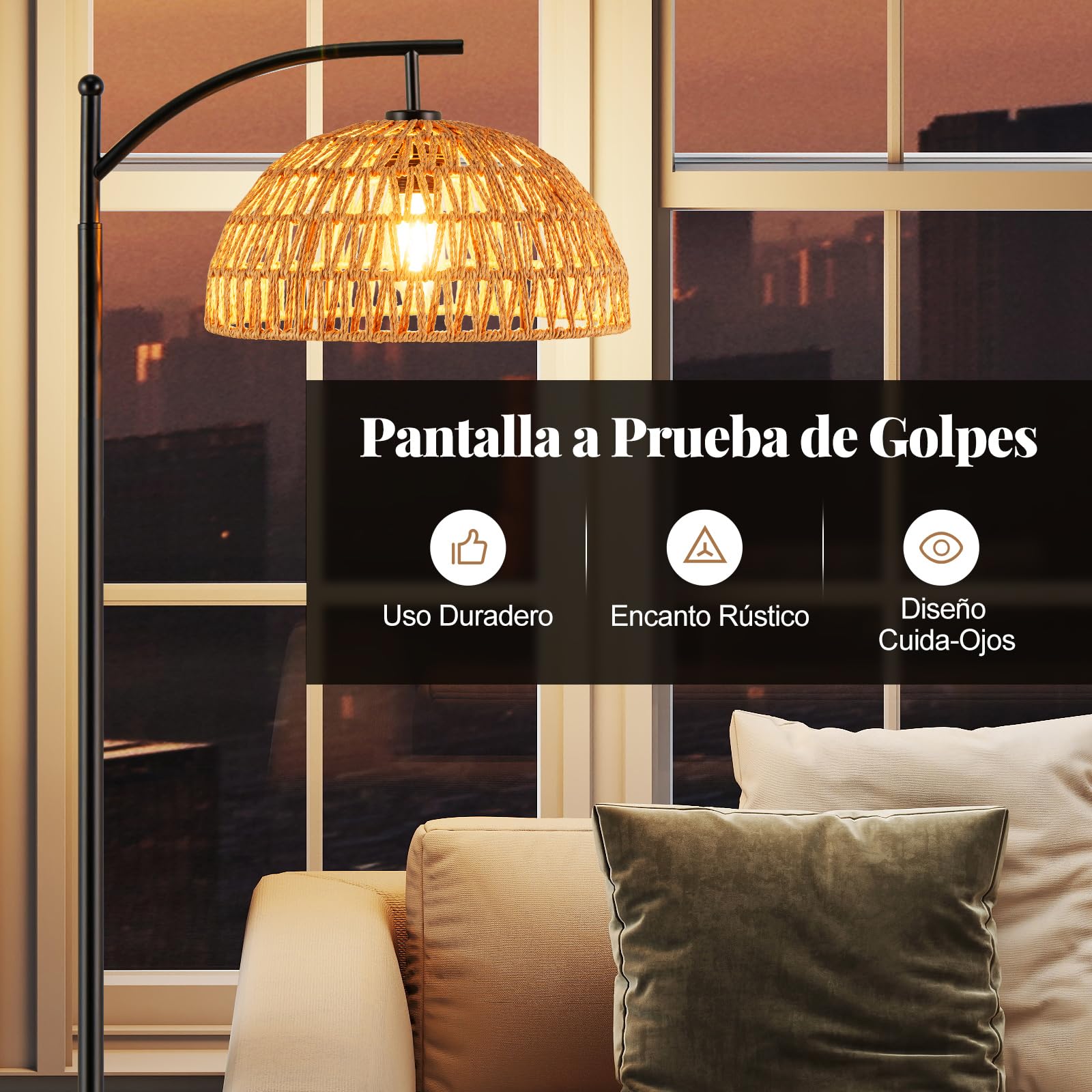 COSTWAY Lámpara de Pie, 160 cm Lámpara de Pie Moderna con Pantalla Colgante, Base Estándar E27 y Interruptor de Pedal, Mueble de Iluminación para Sala de Estar, Dormitorio y Comedor