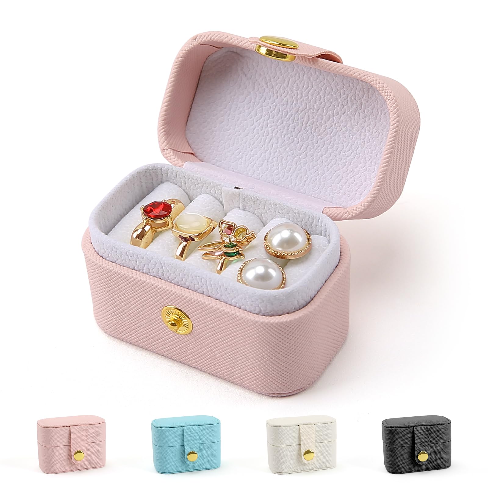 Small Jewelry Box Waterproof PU Leather Jewelry Travel Case with Velvet Interior Mini Travel Jewelry Case for Earrings