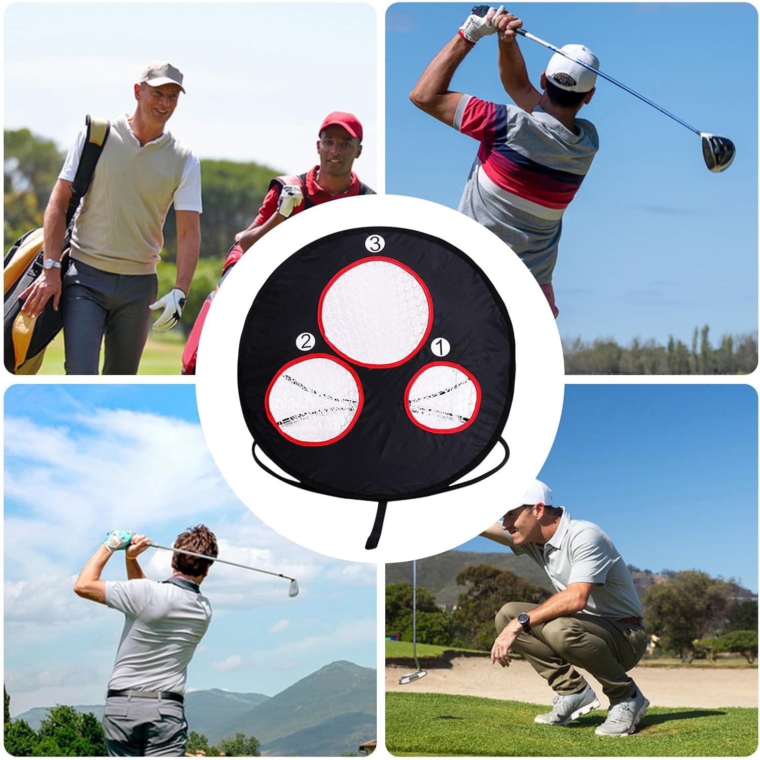 Portable Golf Net, 65x60cm Indoor Foldable Adjustable Practice Tool, Backyard Golf Net for Men, Golfer Father, Enthusiast, Indoor Outdoor Training