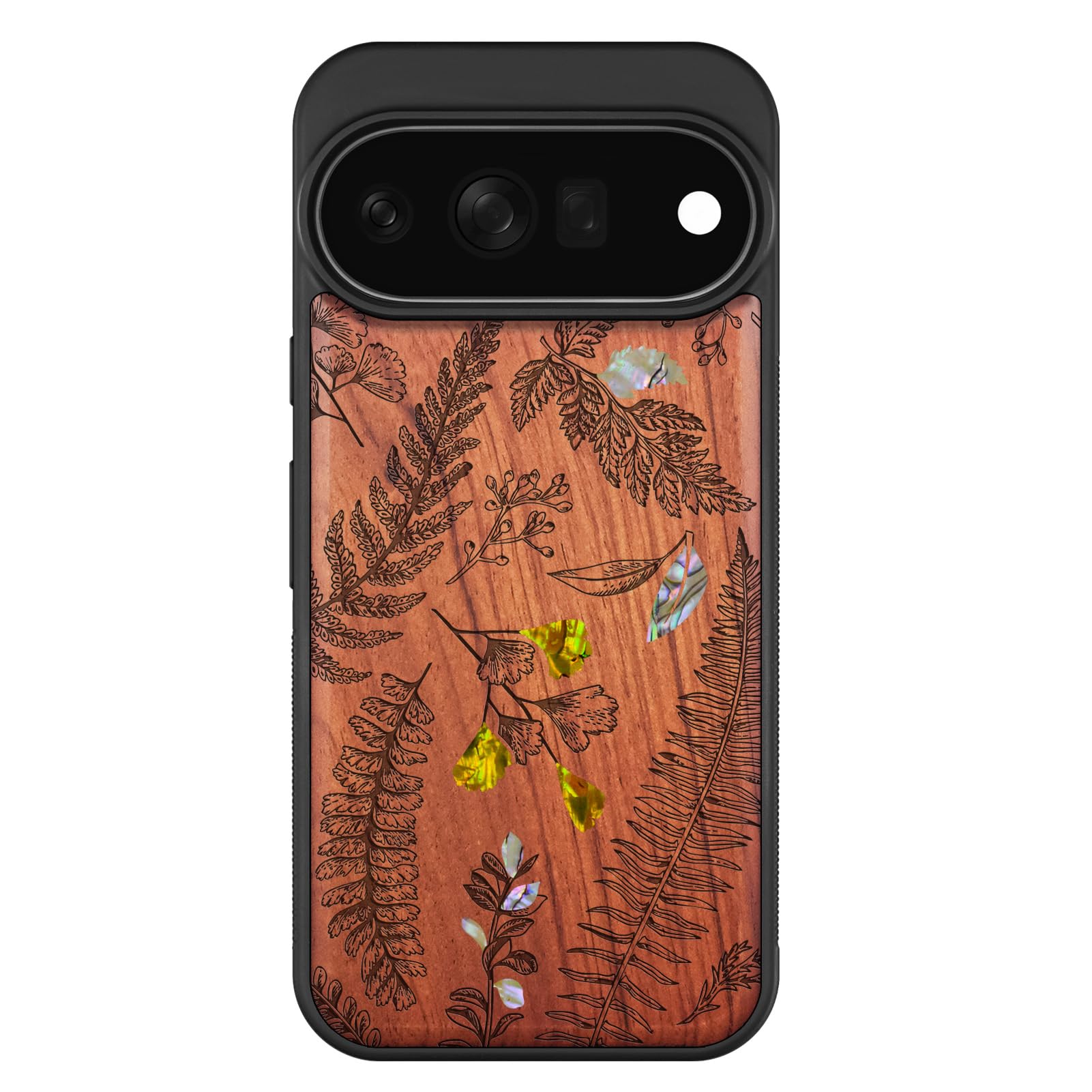 Carveit Drewniana osłona do Pixel 11 Pro, liście paproci, zioła