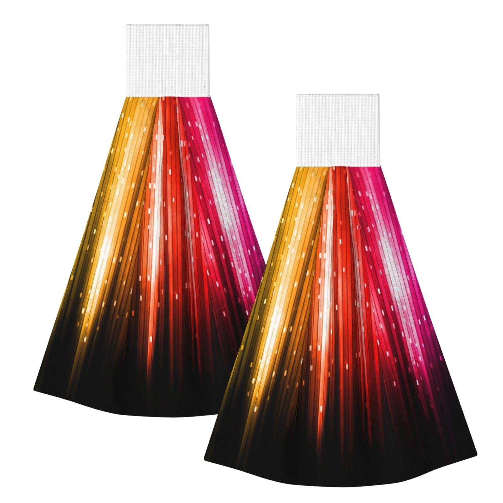 DOPKLNA Rainbow Glitter, 2 Pcs Hanging Coral Fiber Hand Towels for Bathroom, Absorbent Kitchen Towels