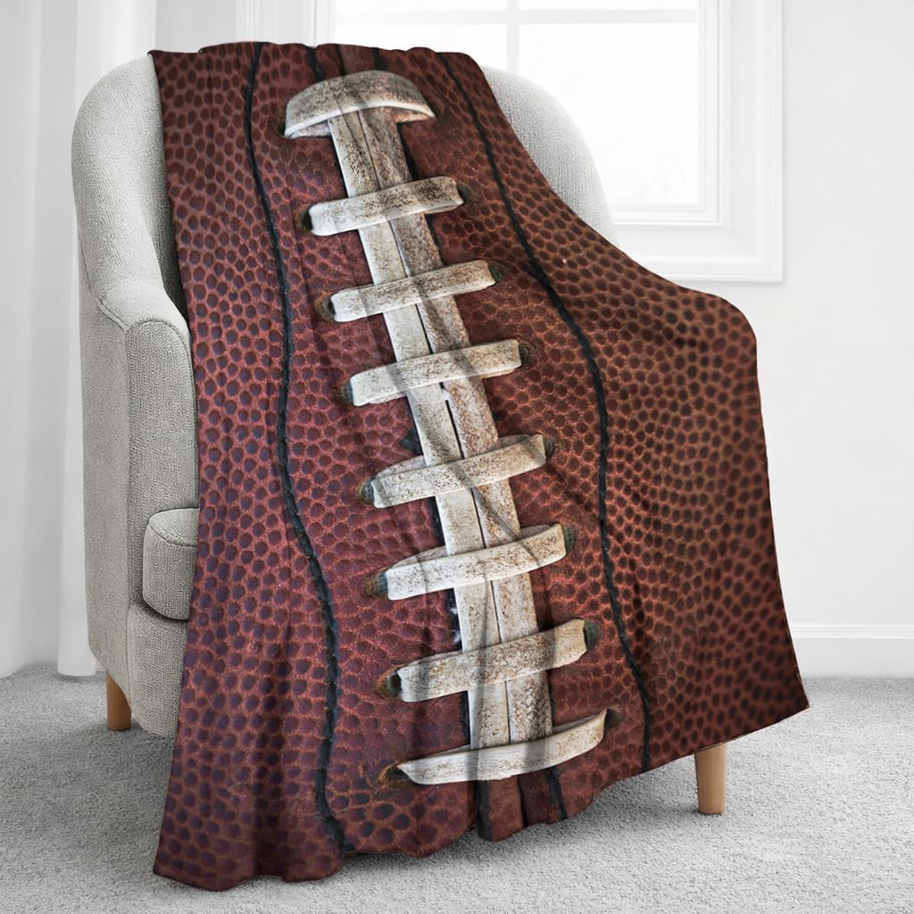Football Blanket, 60" x 80" Lightweight Soft Throw,Cozy Flannel Throw Couch Blankets for Football Lovers Gifts Game Day Party Accessories