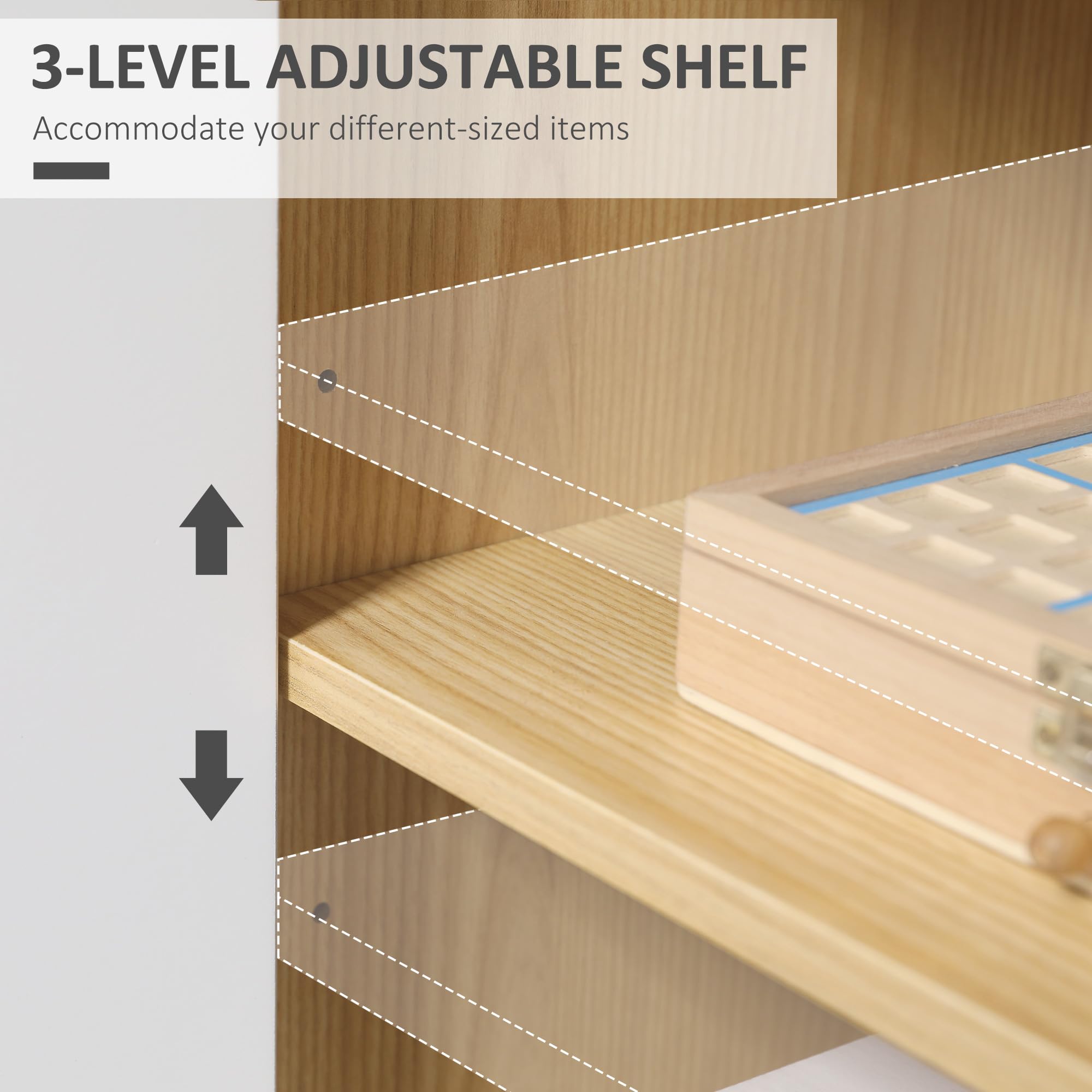 HOMCOM Moderno Armario Multiusos en Aglomerado y Madera de Pino con Estante Interno Ajustable en 3 Niveles, Mueble para Entrada Salón Cocina y Baño, 77x35x77,5 cm