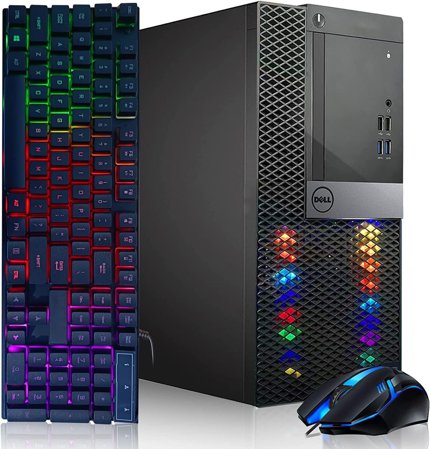 Dell RGB Gaming Desktop PC, Intel Quad I5 up to 3.6GHz, GeForce GTX 1660 Super 6G GDDR6, 16GB RAM, 128G SSD + 2TB, WiFi & Bluetooth, RGB Keyboard & Mouse, Win 11 Pro (Renewed)