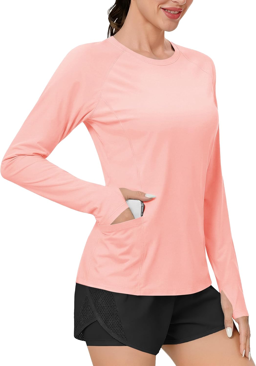 TACVASEN Sun Shirt Women Long Sleeve Athletic Yoga UPF 50+ Tops with Thumb Holes Quick Dry UV Protection Running Shirts
