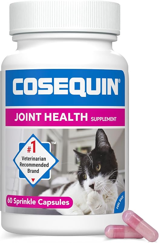 Nutramax Cosequin Joint Supplement for Cats, Easy Sprinkle Capsule, 60ct | Boswellia, Glucosamine + Chondroitin Capsules for Cats, Supports Healthy Joints, Sprinkle on Food, All Ages and Sizes
