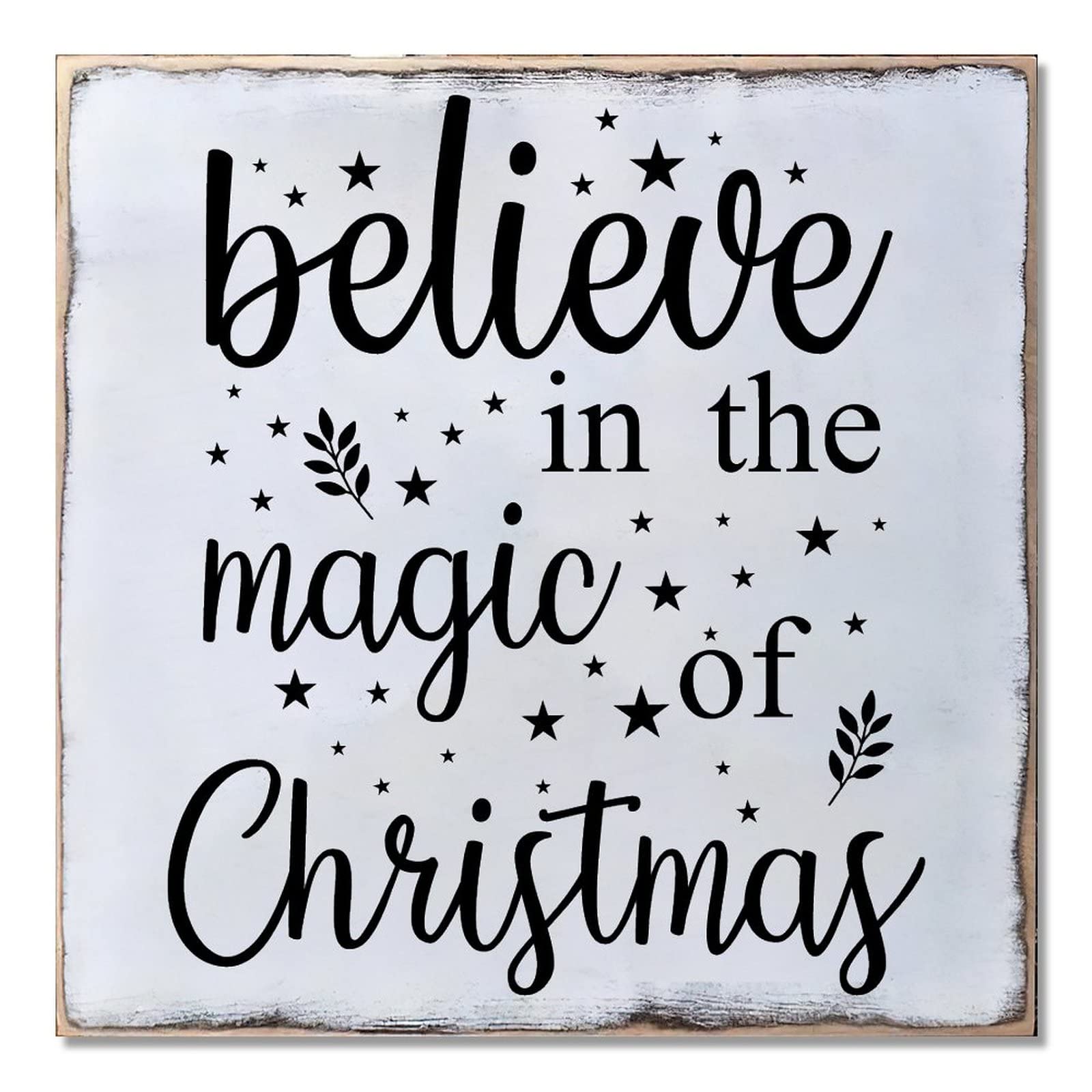 Panneau de Noël Believe de 40x40 cm pour une décoration de fête intérieure ou extérieure