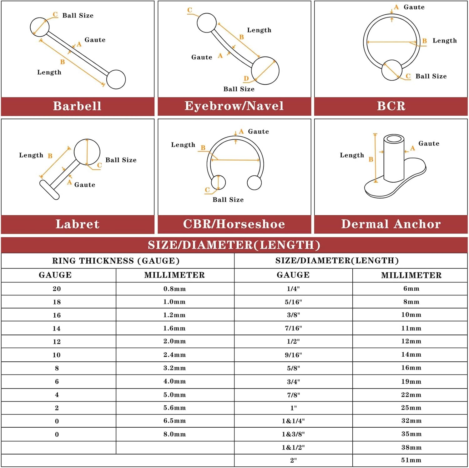 FINE4U Gold Industrial Piercing Jewelry 14G 36mm 38mm 1pc - ASTM F136 Titanium Industrial Barbell, Industrial Earrings, Cartilage Body Piercing Jewelry with CZ - Image 8