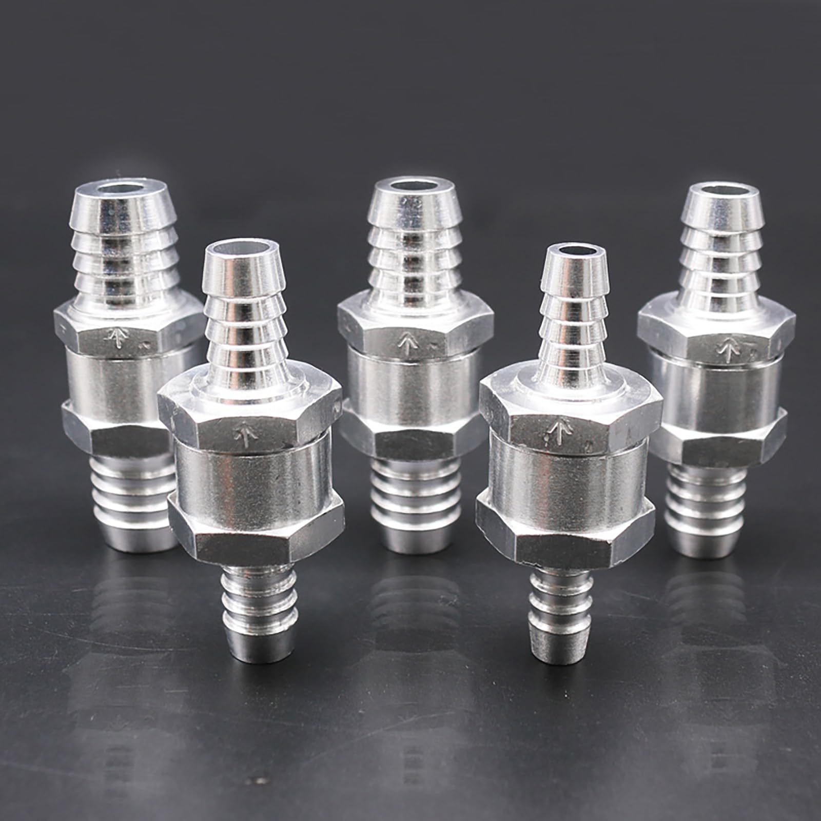 Válvula Antirretorno Unidireccional 5 Piezas Válvula de Retención de Combustible Valvula Anti Retorno Agua Válvula Antirretorno de Aluminio para Automóvil, Barco, Helicóptero (4mm 6mm 8mm 10mm 12mm)