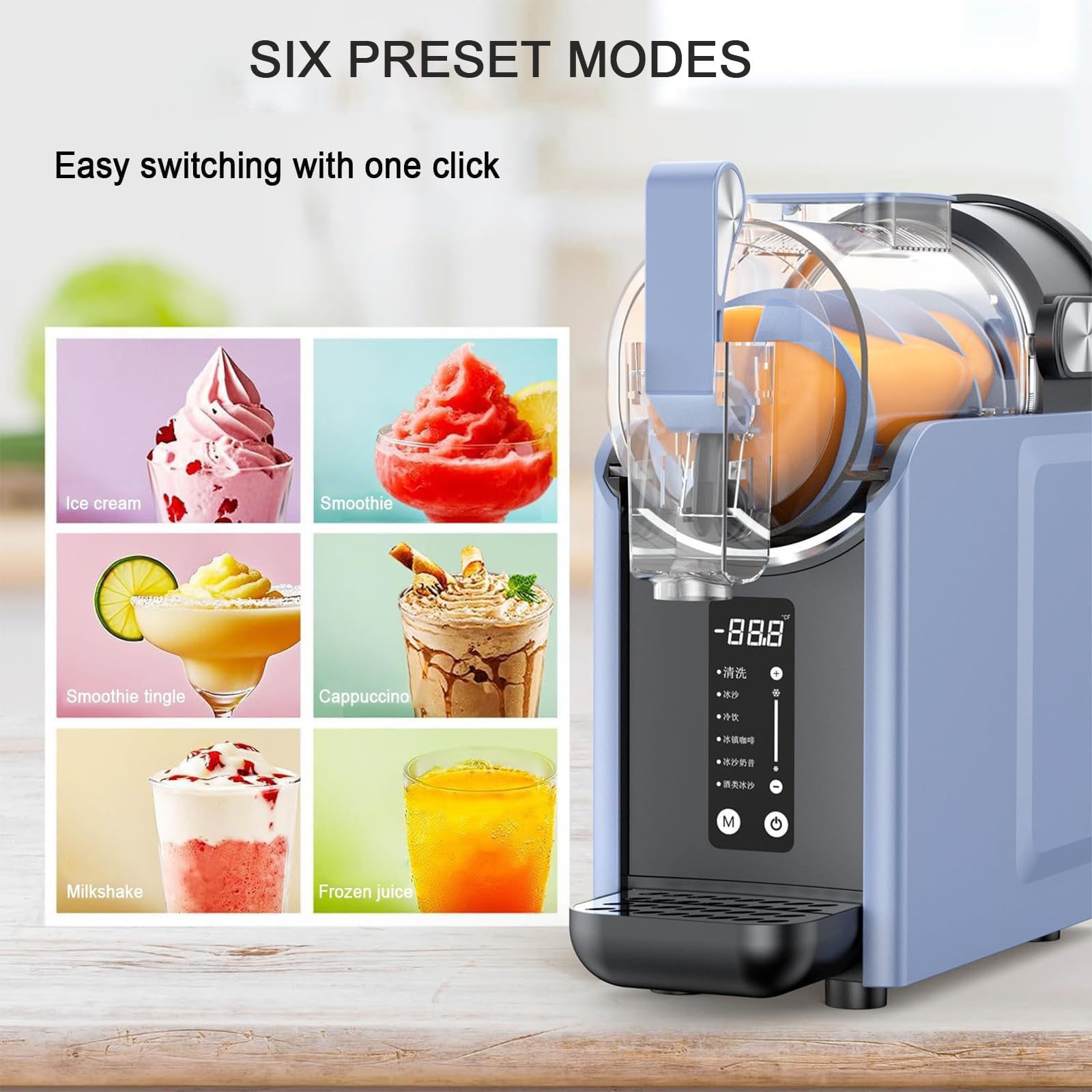 Máquina Para Granizados De 2 L, Máquina Para Bebidas Heladas Y Granizados Con 5 Programas Preestablecidos Y Función De Autolimpieza, Máquina Profesional Para Granizados Para Batidos, Margaritas blue
