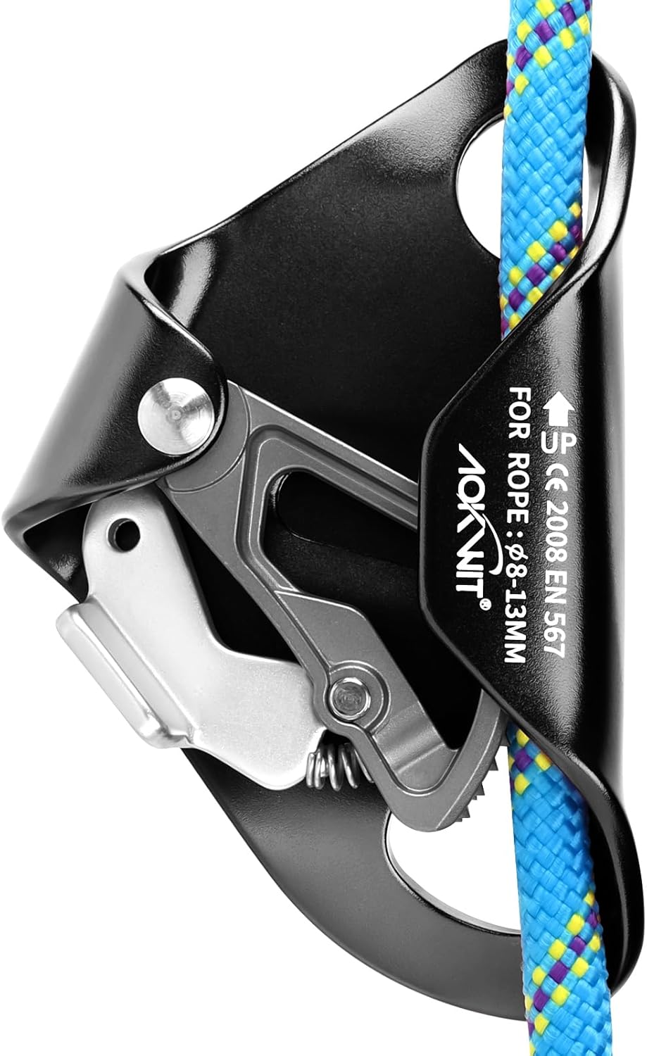 Chest Ascender Tree Climbing Gear Rope Grab High-Strength Aluminum Alloy Rappelling Equipment CE Certified for Rock Climbing Rescue Aerial Work Mountaineering Caving Arborist Work 8-13mm Ropes