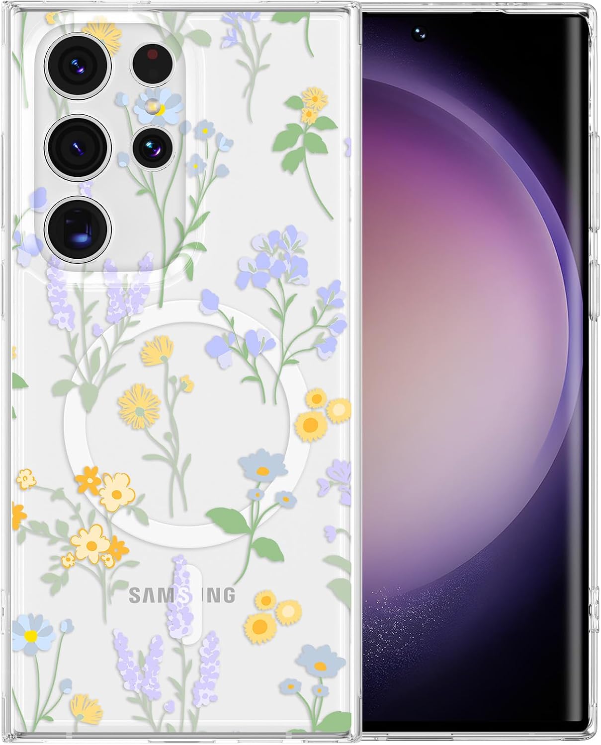 RALEAVO for Samsung Galaxy S22 Ultra Case Floral Magnetic Case,Lavender