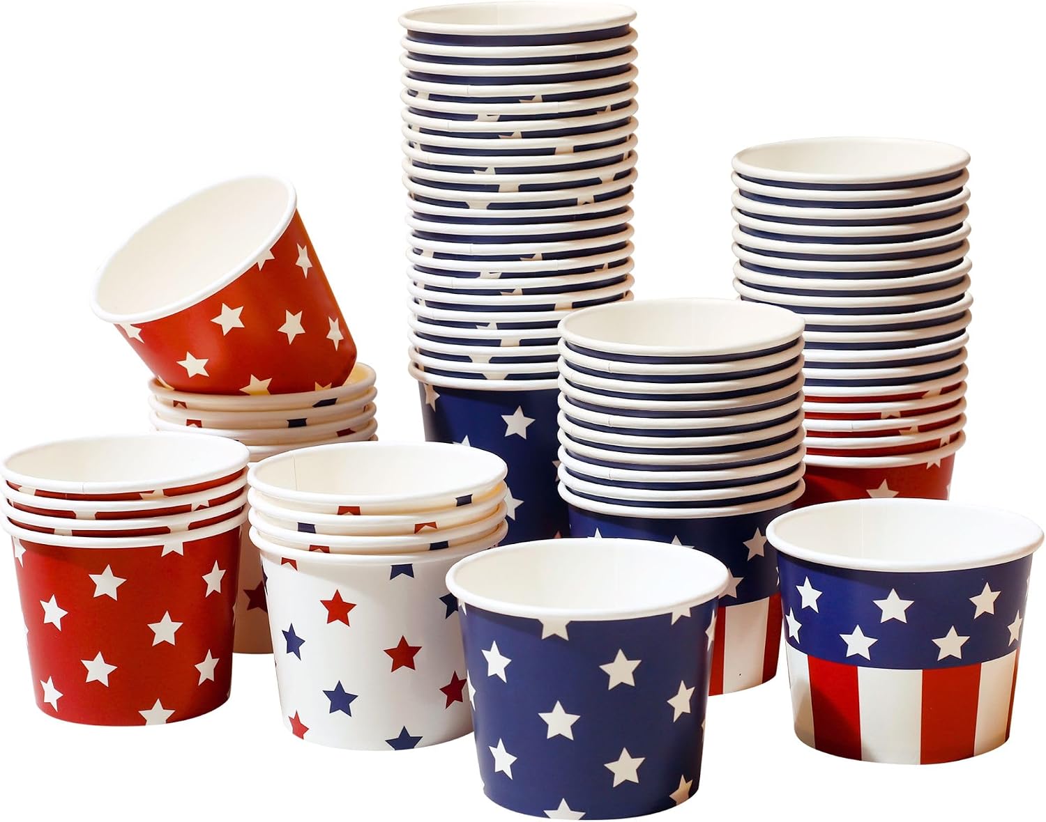 Winoo Design 4th of July Disposable Cups - 40 PK - Patriotic Treat Cup 4th of July Ice Cream Cups Independence Day Red White and Blue Bowls